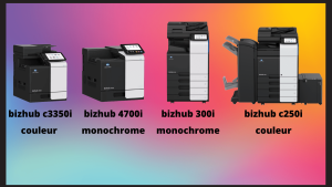dif&eacute;rente photocopieur de la gamme bizhub konicaminolta 